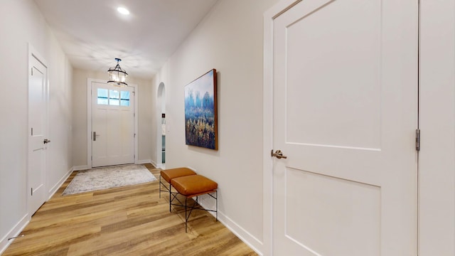 doorway to outside featuring hardwood / wood-style floors