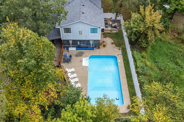 view of swimming pool with a patio area