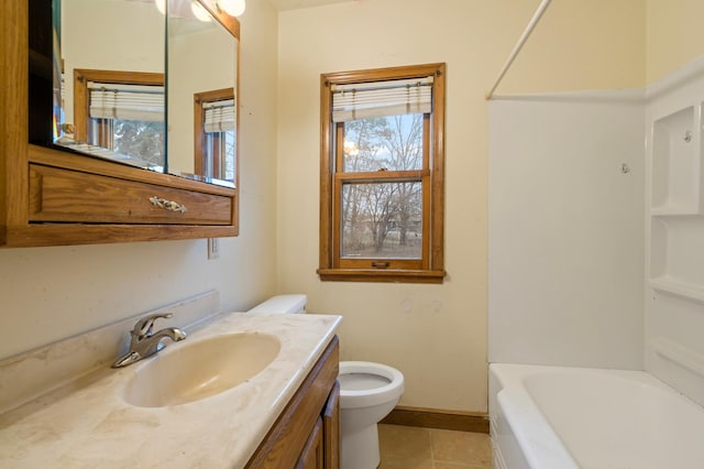 bathroom with tile patterned floors, toilet, and vanity