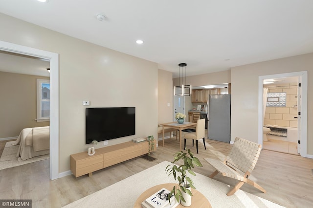 living room with light wood-type flooring