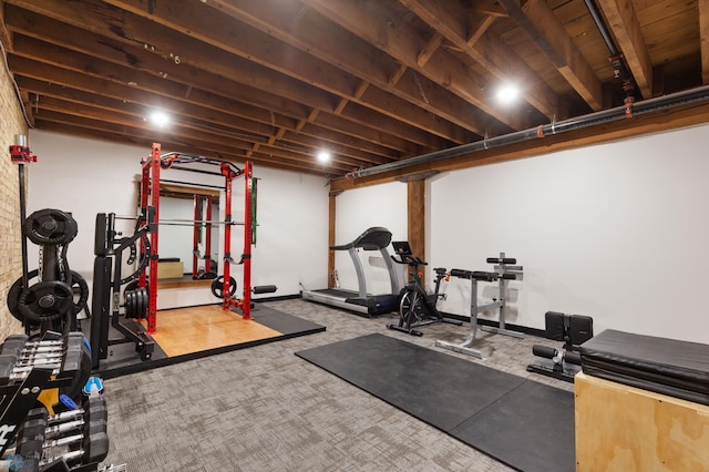 workout room with carpet floors