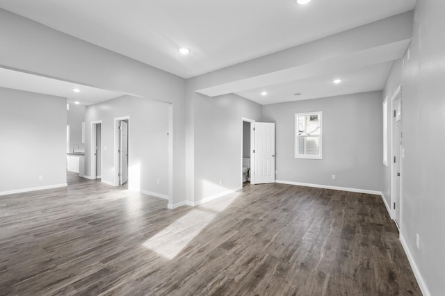 spare room featuring dark hardwood / wood-style floors