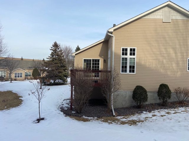 view of snow covered exterior