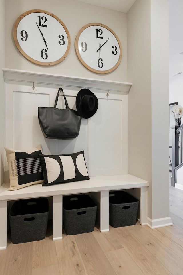 mudroom featuring light hardwood / wood-style flooring