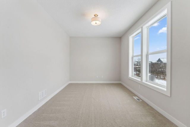 empty room featuring carpet flooring and a textured ceiling