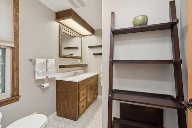 bathroom with toilet and vanity