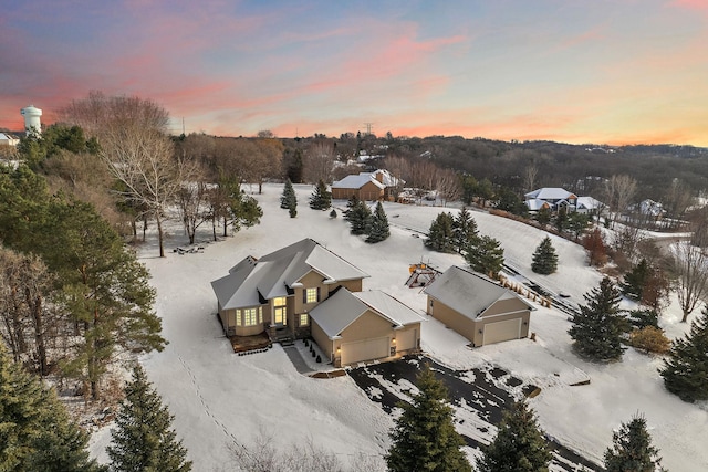 view of snowy aerial view