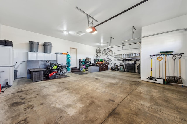 garage with a garage door opener