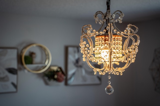 detailed view of a chandelier