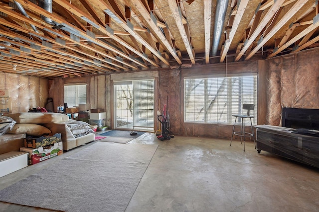 interior space featuring a wealth of natural light and a fireplace