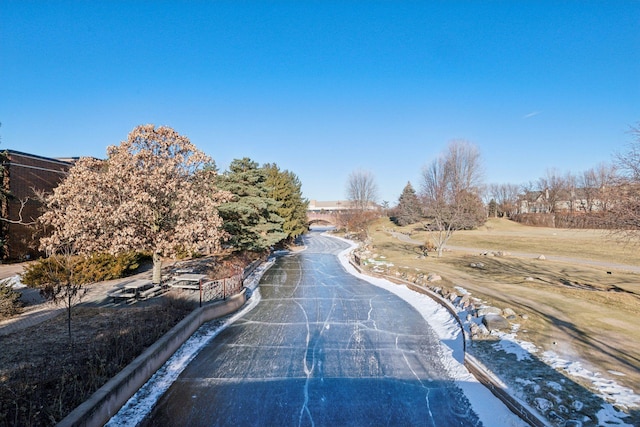 view of road with a rural view