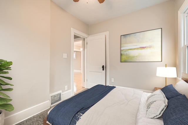 bedroom featuring ceiling fan