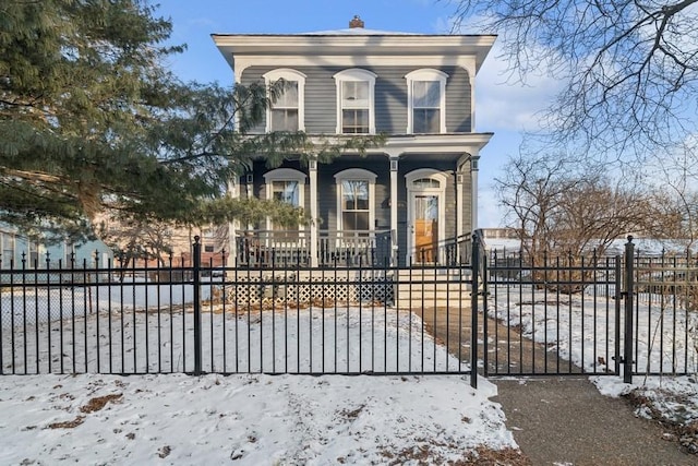 italianate home with covered porch