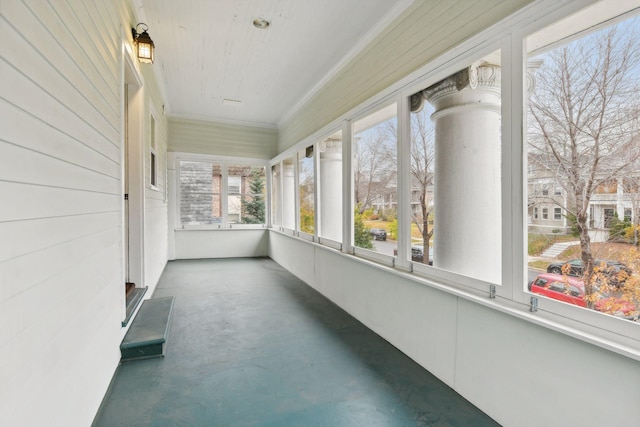 view of unfurnished sunroom