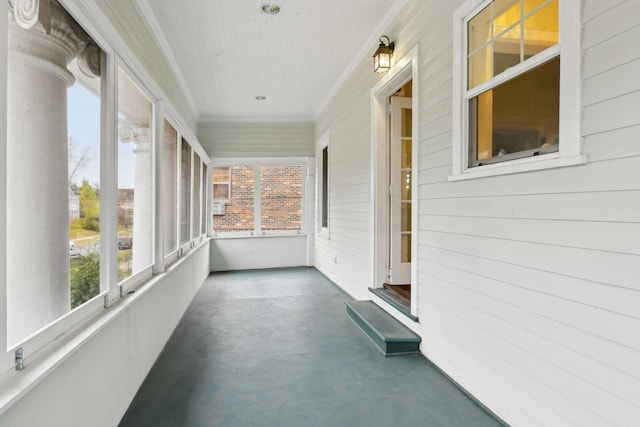 view of unfurnished sunroom