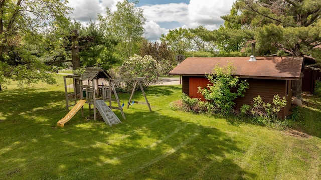 view of yard featuring a playground