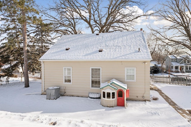 view of snow covered property