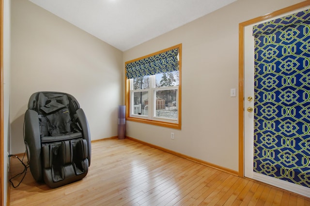 living area featuring light hardwood / wood-style flooring