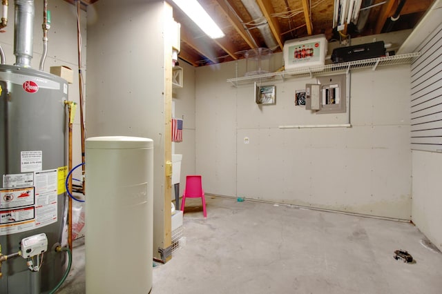 basement featuring water heater