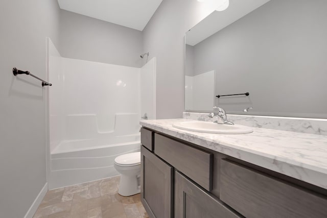 full bathroom featuring vanity, toilet, and shower / bath combination