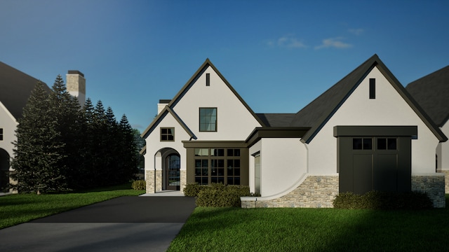 9901 Crestwood Ter, Eden Prairie, MN 55347 - view of front of house featuring stone siding, stucco siding, and a front lawn