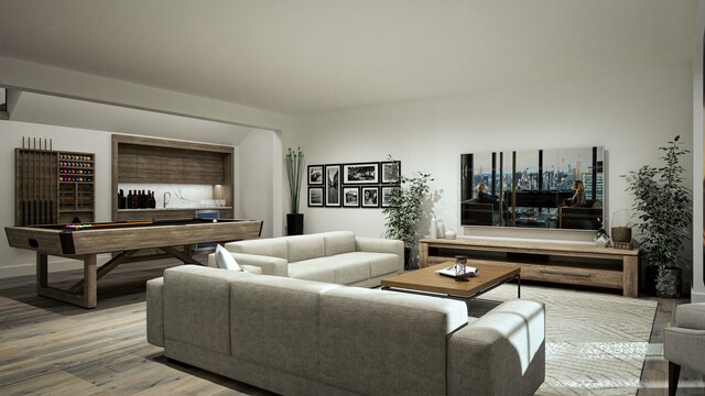 9901 Crestwood Ter, Eden Prairie, MN 55347 - living room with light wood-style floors and pool table