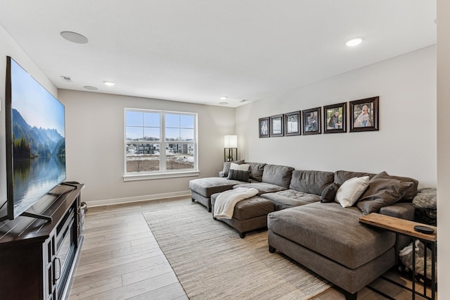 living room featuring light wood-type flooring