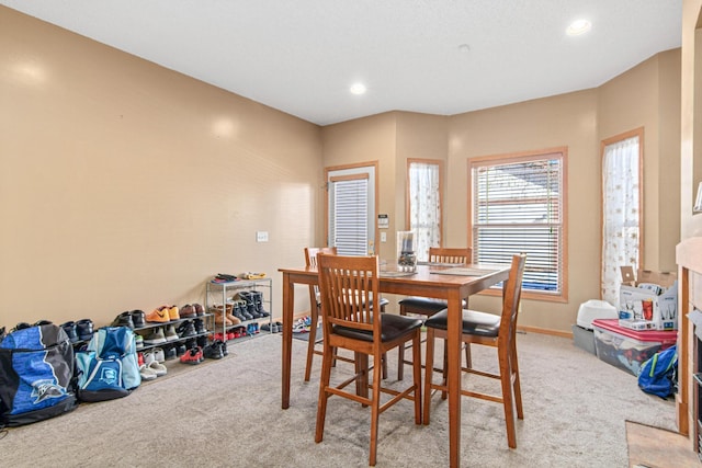 view of carpeted dining room