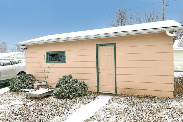 view of snow covered structure