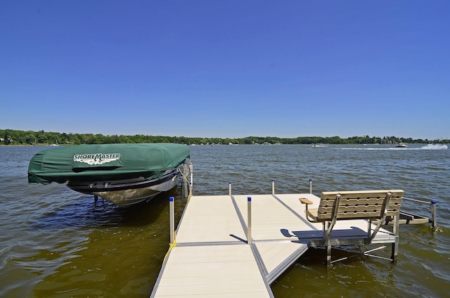 dock area featuring a water view