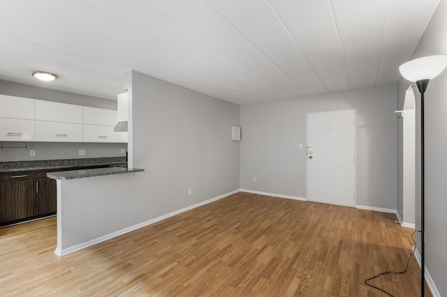 unfurnished living room with light wood-type flooring