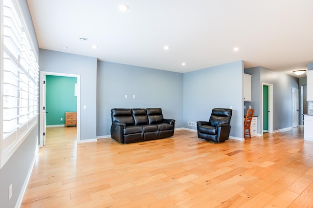 living room featuring light wood-type flooring