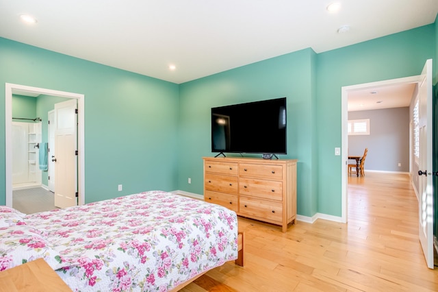 bedroom featuring light wood-type flooring