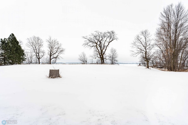 view of yard layered in snow