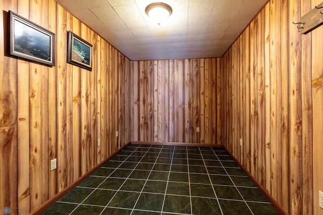 spare room featuring wooden walls