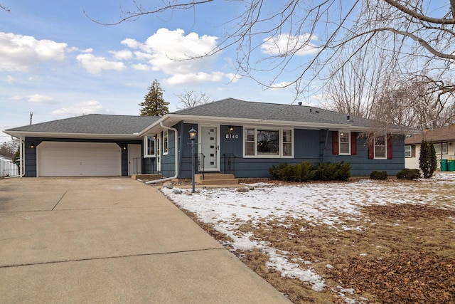 single story home with a garage