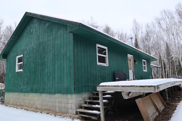 view of snowy exterior