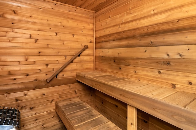 2800 Hamline Ave N Unit 150, Roseville, MN 55113 - relaxing sauna / steam room featuring wood walls and wood ceiling