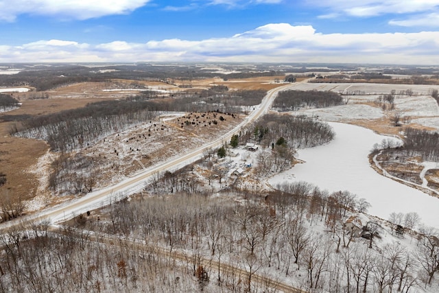 snowy aerial view with a rural view