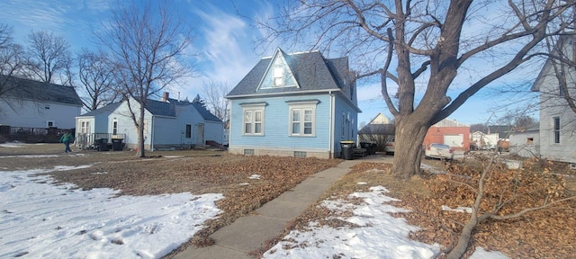 view of snow covered exterior