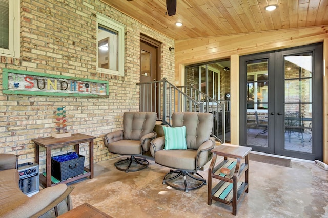 view of patio featuring french doors