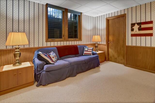 sitting room featuring carpet flooring