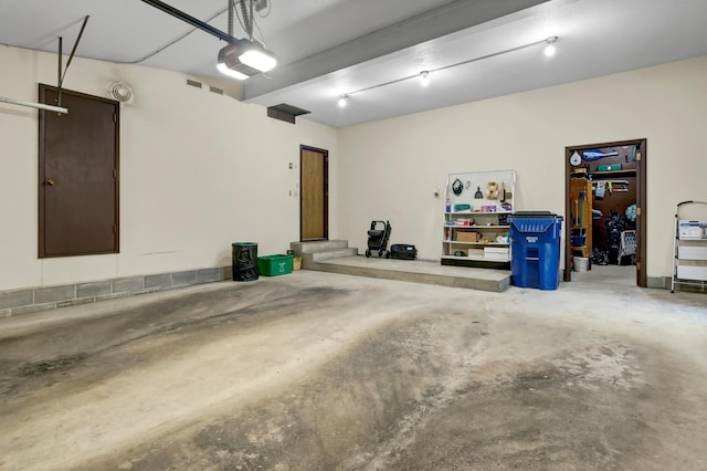 garage with a garage door opener