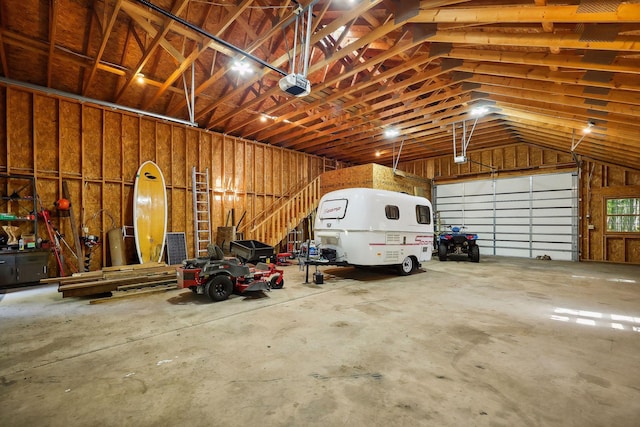 garage with a garage door opener