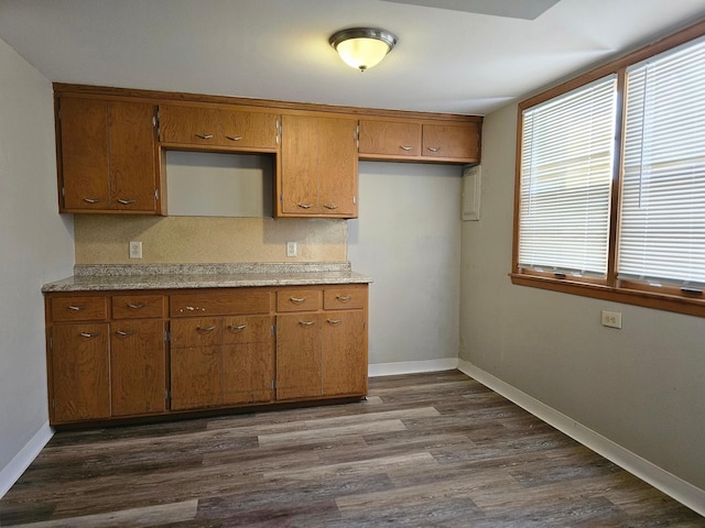 kitchen with dark hardwood / wood-style floors