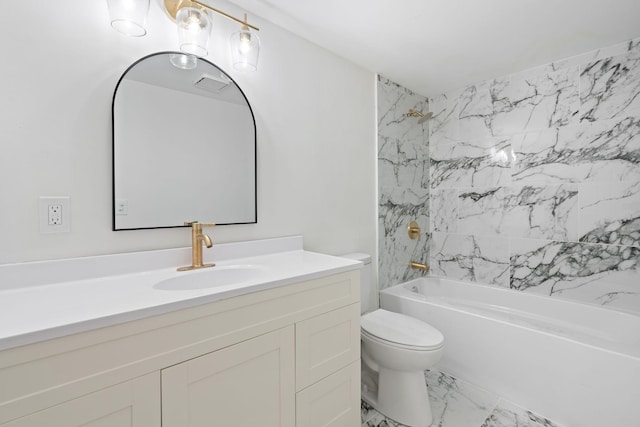 full bathroom featuring vanity, toilet, and shower / tub combination