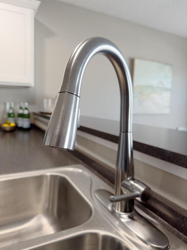 room details with white cabinetry and sink