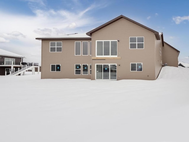 view of snow covered property