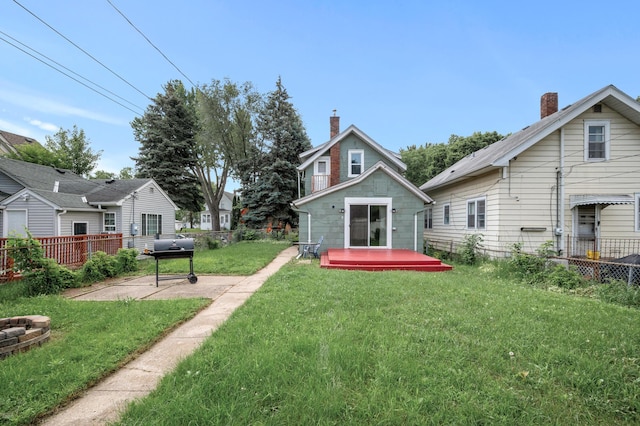 view of yard with a deck