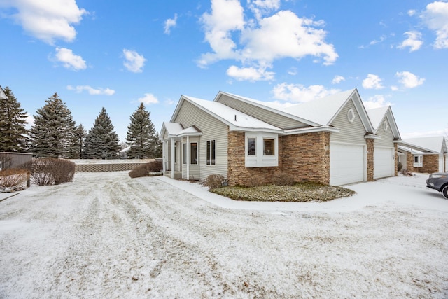 view of snow covered property